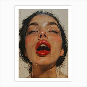 'The Woman With Red Lips' Art Print