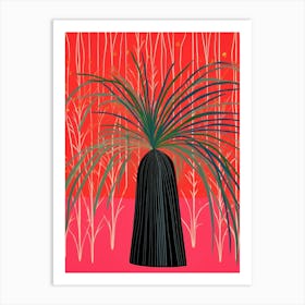 Pink And Red Plant Illustration Ponytail Palm 5 Art Print