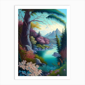 Nature Art Painting Drawing Natural Image Colors Bright Colors Trees Roses Grass Art Print