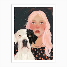 Girl And Her Dog 4 Art Print