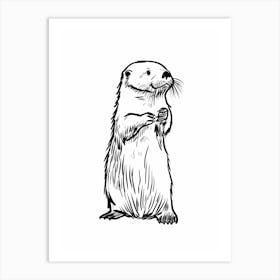 B&W Sea Otter Art Print