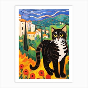 Painting Of A Cat In Pienza Italy 1 Art Print