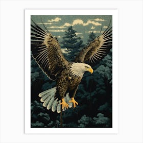 Ohara Koson Inspired Bird Painting Golden Eagle 4 Art Print