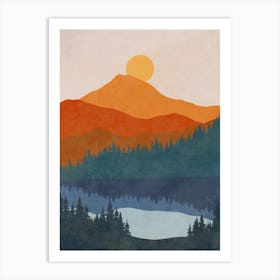 Abstract - Sunset In The Mountains Art Print