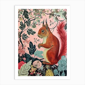 Floral Animal Painting Squirrel 4 Art Print