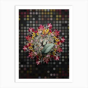 Vintage Indian Shot Flower Wreath on Dot Bokeh Pattern Art Print