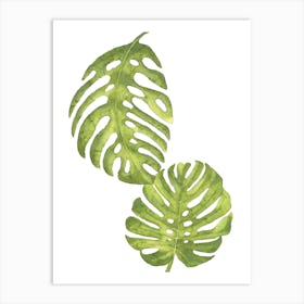 Light Green Watercolour Leaf Plants Art Print