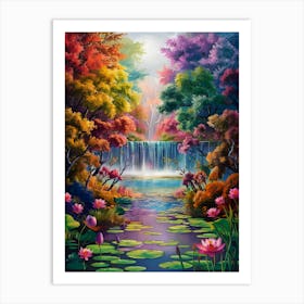 Waterfall In The Forest 10 Art Print