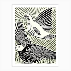 Dove Linocut Bird Art Print