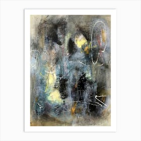 NIGHTSCAPE - Moody Abstract Painting with primary colours,  Yellow, Red, Blue by "Colt x Wilde" Art Print