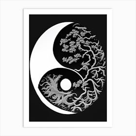 Minimal Yin and Yang 1 Linocut Art Print