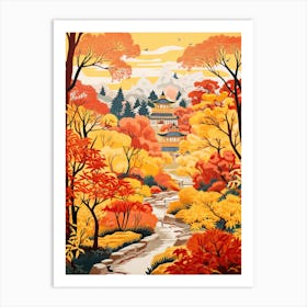 Summer Palace, China In Autumn Fall Illustration 1 Art Print