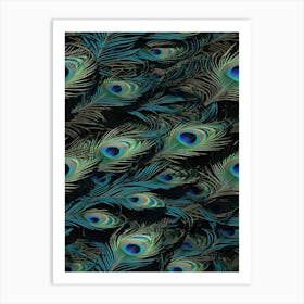 Peacock Feathers Feathers Pattern Seamless Pattern Art Print