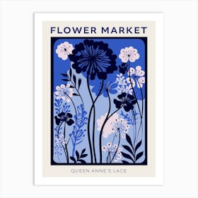 Blue Flower Market Poster Queen Annes Lace 3 Art Print