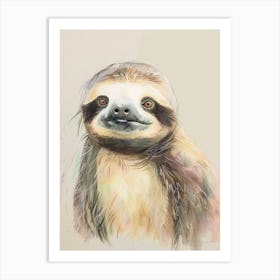 Sloth Pastel Watercolour 1 Poster