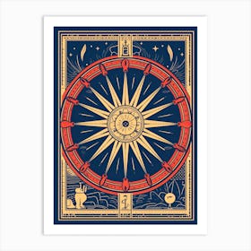 Wheel Of Fortune Tarot Card, Vintage 2 Art Print