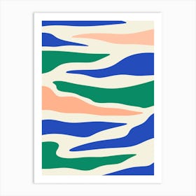Abstract Blue And Green Stripes Art Print
