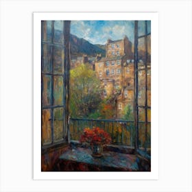 Window View Of Edinburgh Scotland Impressionism Style 4 Art Print