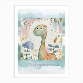 Plateosaurus Dinosaur Muted Pastels Pattern 1 Poster Art Print