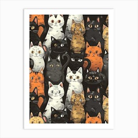 Perfectly Repeatable Artwork With Cute Cat Faces 19 Art Print