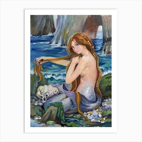 Gouache Illustration A Mermaid Art Print