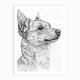 Furry Wire Haired Dog Line Sketch 1 Art Print