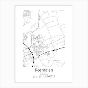 Rosmalen,Netherlands Minimalist Map Art Print