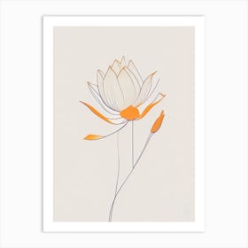 Amur Lotus Minimal Line Drawing 1 Art Print