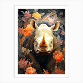 Floral Fantasy Rhino Art Print