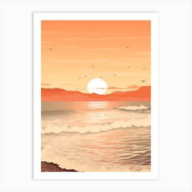 Bateau Bay Beach Australia At Sunset Golden Tones 1 Art Print