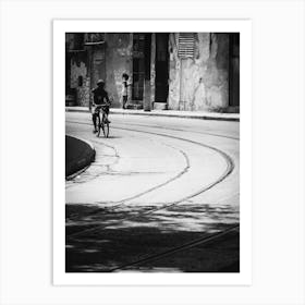 Urban Cyclist Of Havana Art Print