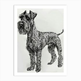 Kerry Blue Terrier Line Sketch 3 Art Print