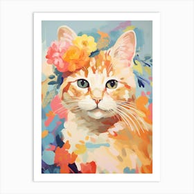 Australian Mist Cat With A Flower Crown Painting Matisse Style 2 Art Print