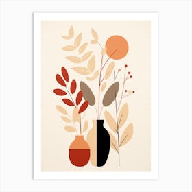 Vases And Leaves Art Print