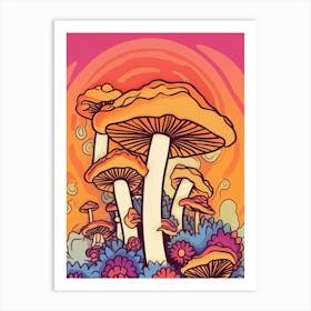 Retro Mushrooms 10 Art Print