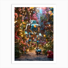 Robot In The Garden Art Print