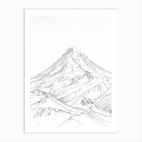 Mount Elbrus Russia Line Drawing 7 Art Print