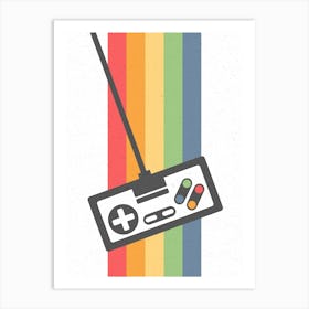 Game Controller - White Gaming Art Print
