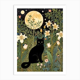 William Morris Black Cat In The Moonlight 20 Art Print