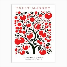 Apple Fruit Poster Gift Washington Market Art Print