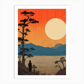 Lake Biwa, Japan Vintage Travel Art 4 Art Print