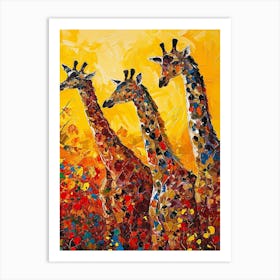Abstract Giraffe Herd In The Sunset 4 Art Print