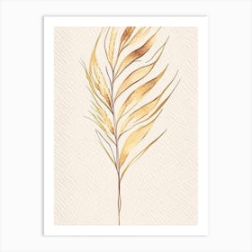 Wheat Leaf Minimalist Watercolour 1 Art Print