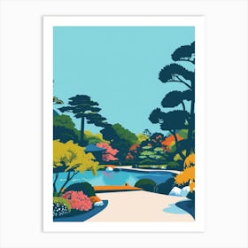 Kenrokuen Garden Kanazawa Colourful Illustration Art Print