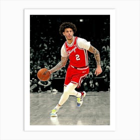 Lonzo Ball Of The Chicago Bulls Walks Backcourt During A Game Against The Brooklyn Nets Art Print