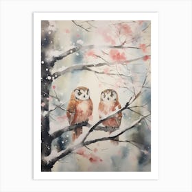 Winter Watercolour Owl 3 Art Print