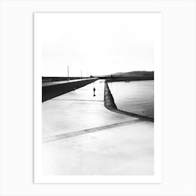 Black & White Lone Pier Walker Art Print