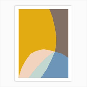 Modern Organic Shapes in Yellow Gray and Blue Art Print