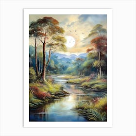 Sunrise Over A River Art Print