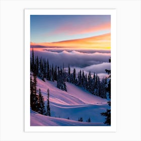 Coronet Peak, New Zealand Sunrise Skiing Poster Art Print
